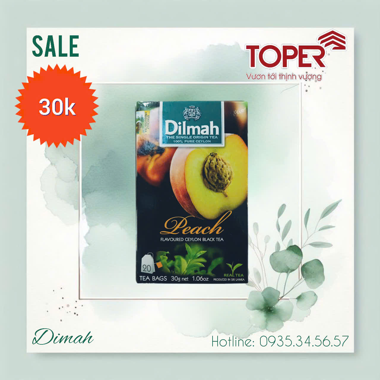 Trà đào túi lọc Dilmah