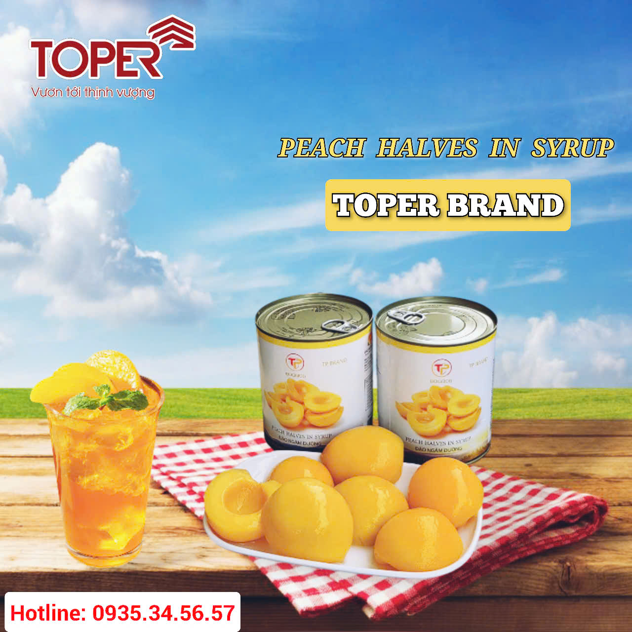 Siro đào ngâm đường TOPER BRAND