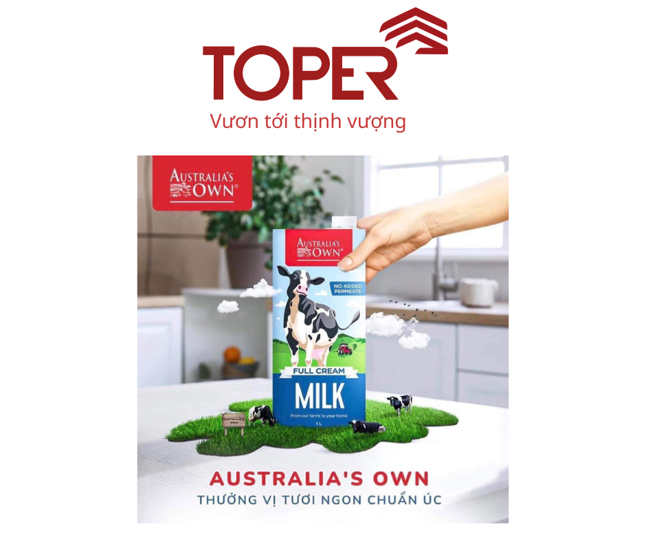 Sữa tươi nguyên kem không đường Australia's Own hộp 1L